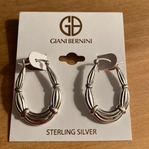 NEW Giant Bernini sterling silver hoop style with lock down post earrings.